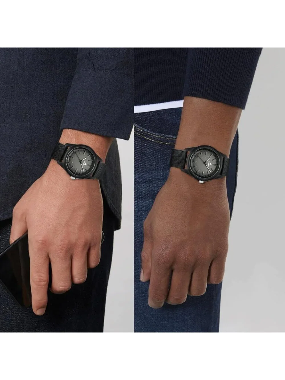 Men's All Black Classic Waterproof Rubber Buckle Analog Quartz Luxury Watch